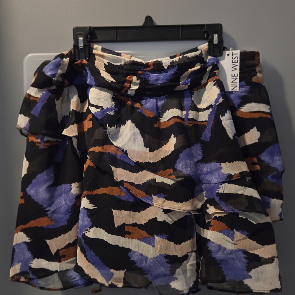 Nine West Women's Abstract Mini Skirt - Black, Blue, Tan
